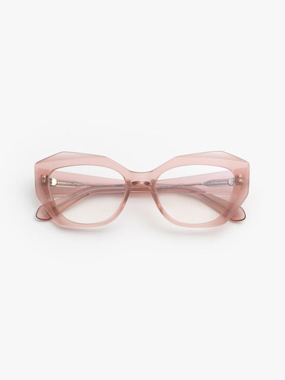 Countdown women's eyeglasses by Rewind Eyewear, light opal pink acetate frame