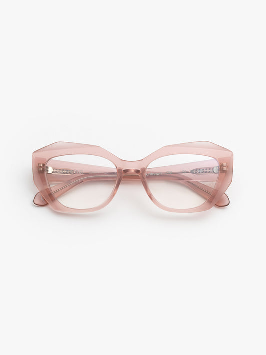 Countdown women's eyeglasses by Rewind Eyewear, light opal pink acetate frame