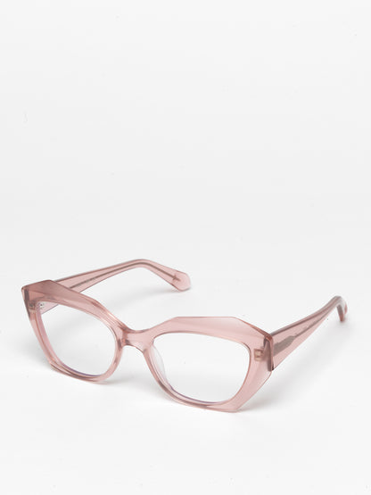 Countdown women's eyeglasses by Rewind Eyewear, light opal pink acetate frame