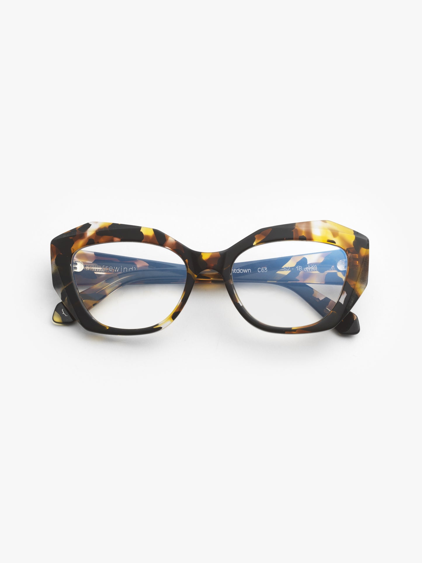 Countdown women's eyeglasses by Rewind Eyewear, colorful black and yellow acetate frame