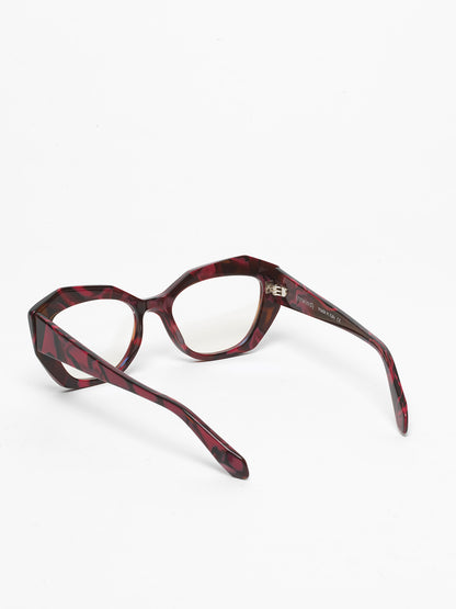 Countdown women's eyeglasses by Rewind Eyewear, marbled red acetate frame