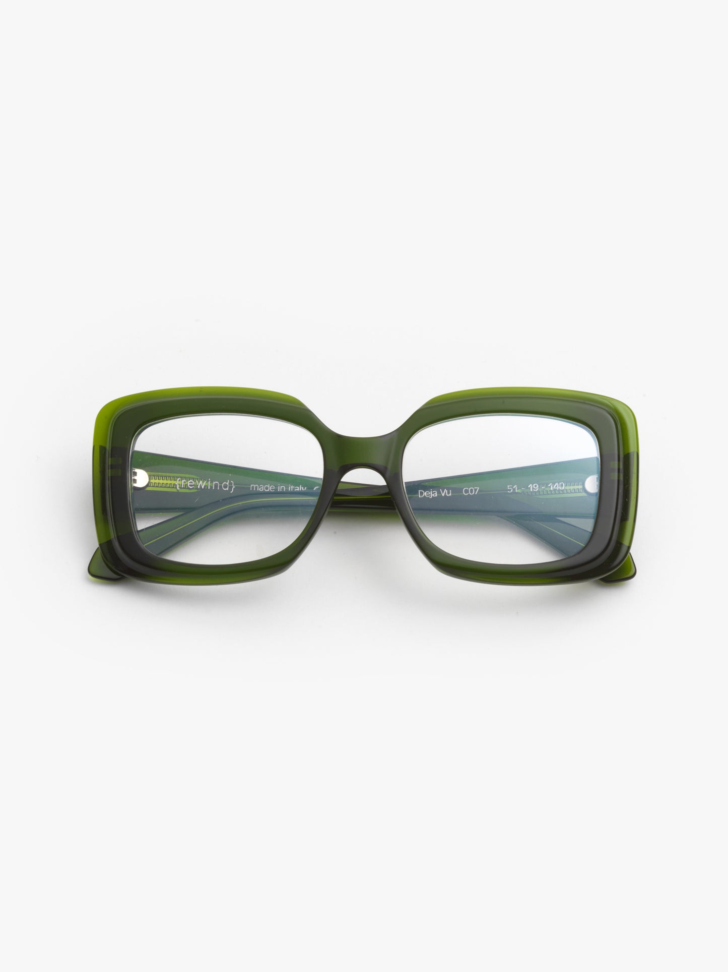 Deja-Vu unisex eyeglasses by Rewind Eyewear, green transparent acetate frame
