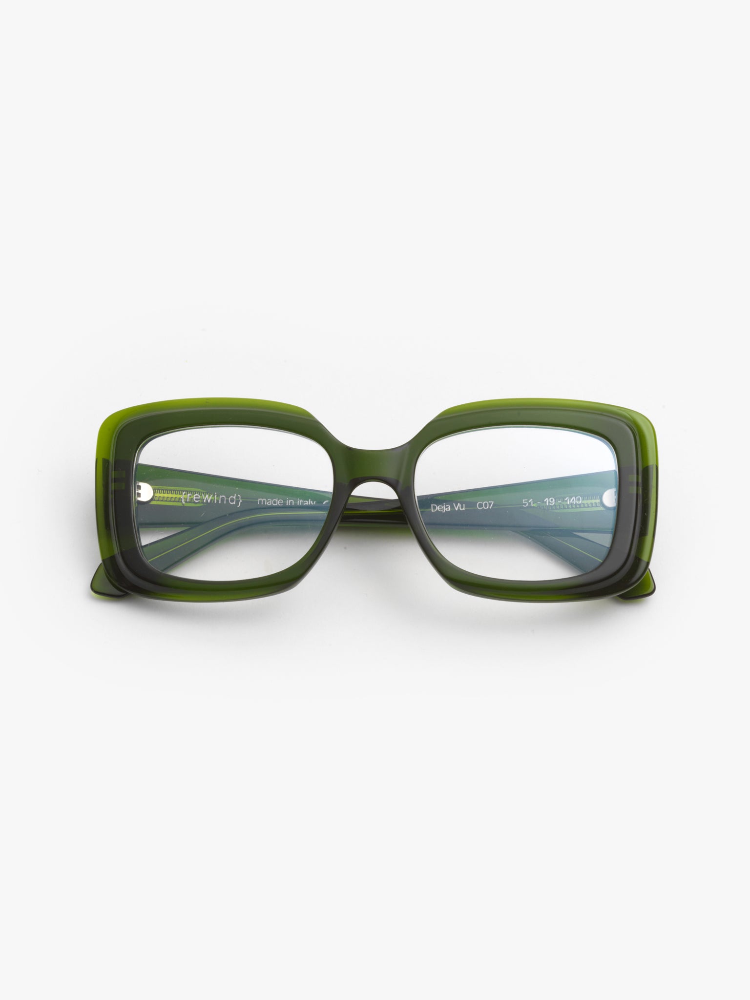 Deja-Vu unisex eyeglasses by Rewind Eyewear, green transparent acetate frame
