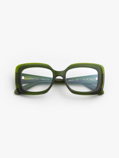 Deja-Vu unisex eyeglasses by Rewind Eyewear, green transparent acetate frame