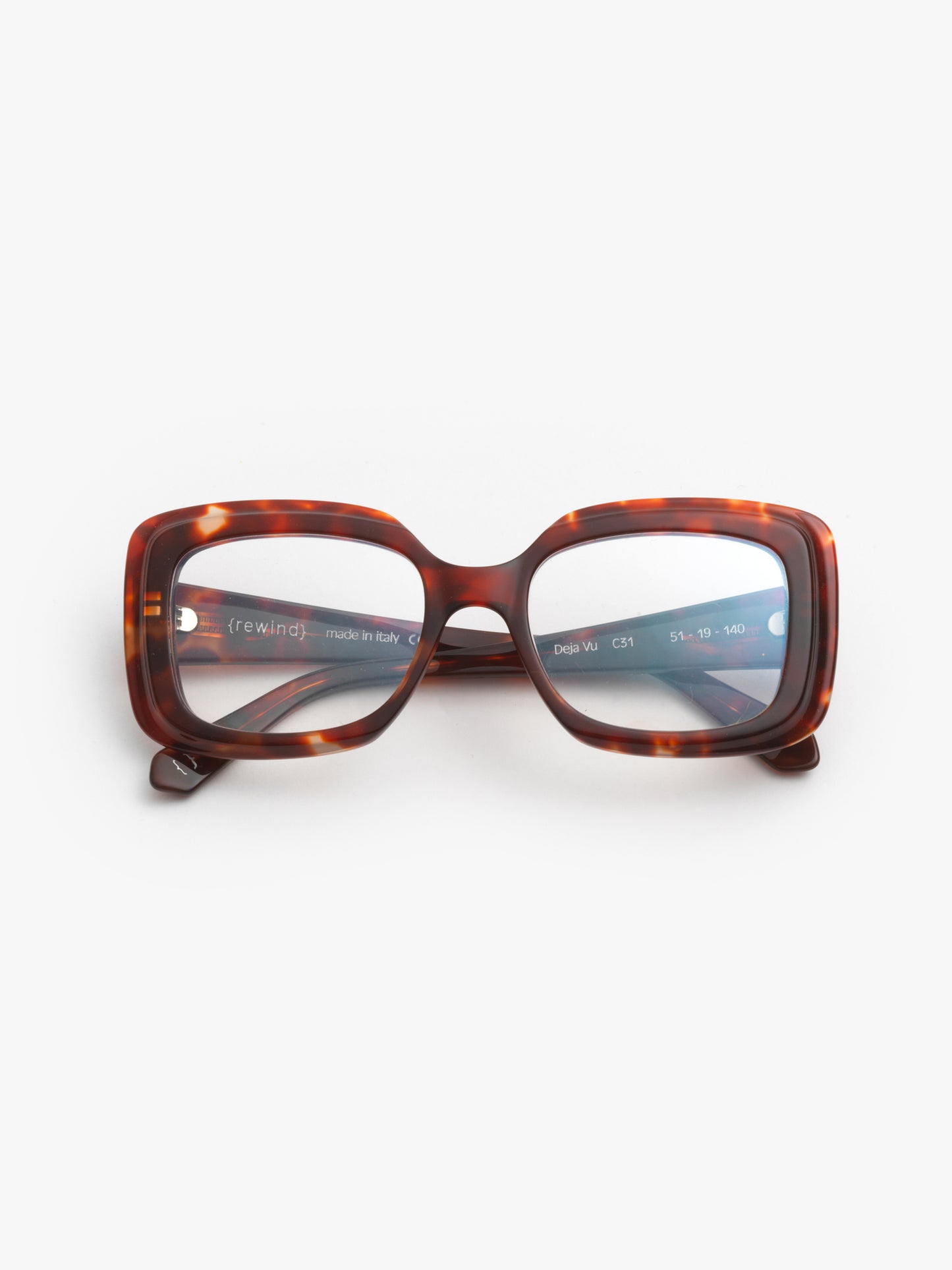 Deja-Vu unisex eyeglasses by Rewind Eyewear, red tortoise acetate frame