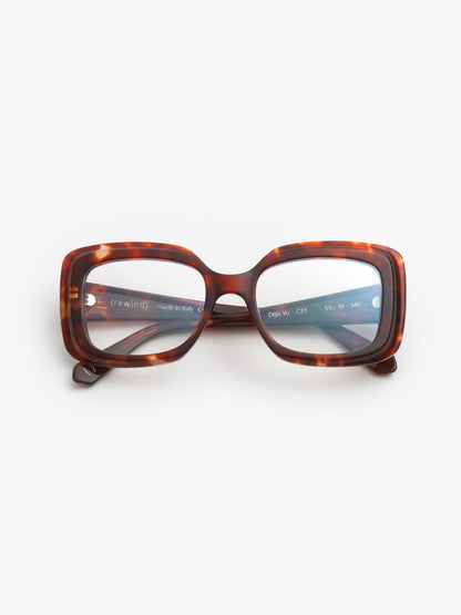 Deja-Vu unisex eyeglasses by Rewind Eyewear, red tortoise acetate frame