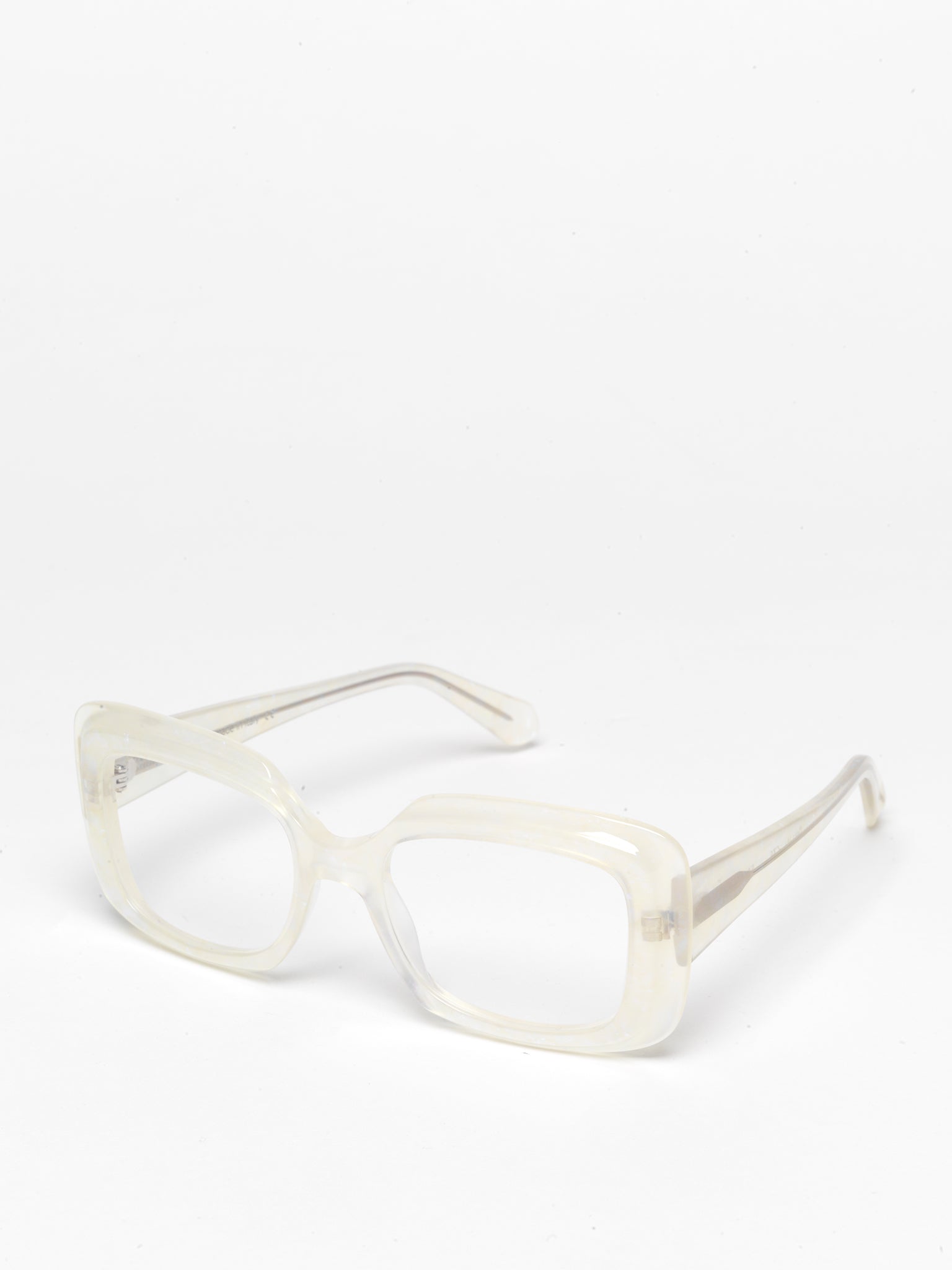 Deja-Vu unisex eyeglasses by Rewind Eyewear, opalescent pearl white acetate frame
