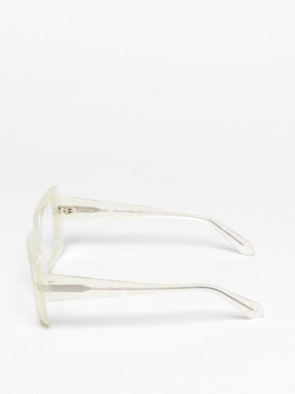 Deja-Vu unisex eyeglasses by Rewind Eyewear, opalescent pearl white acetate frame