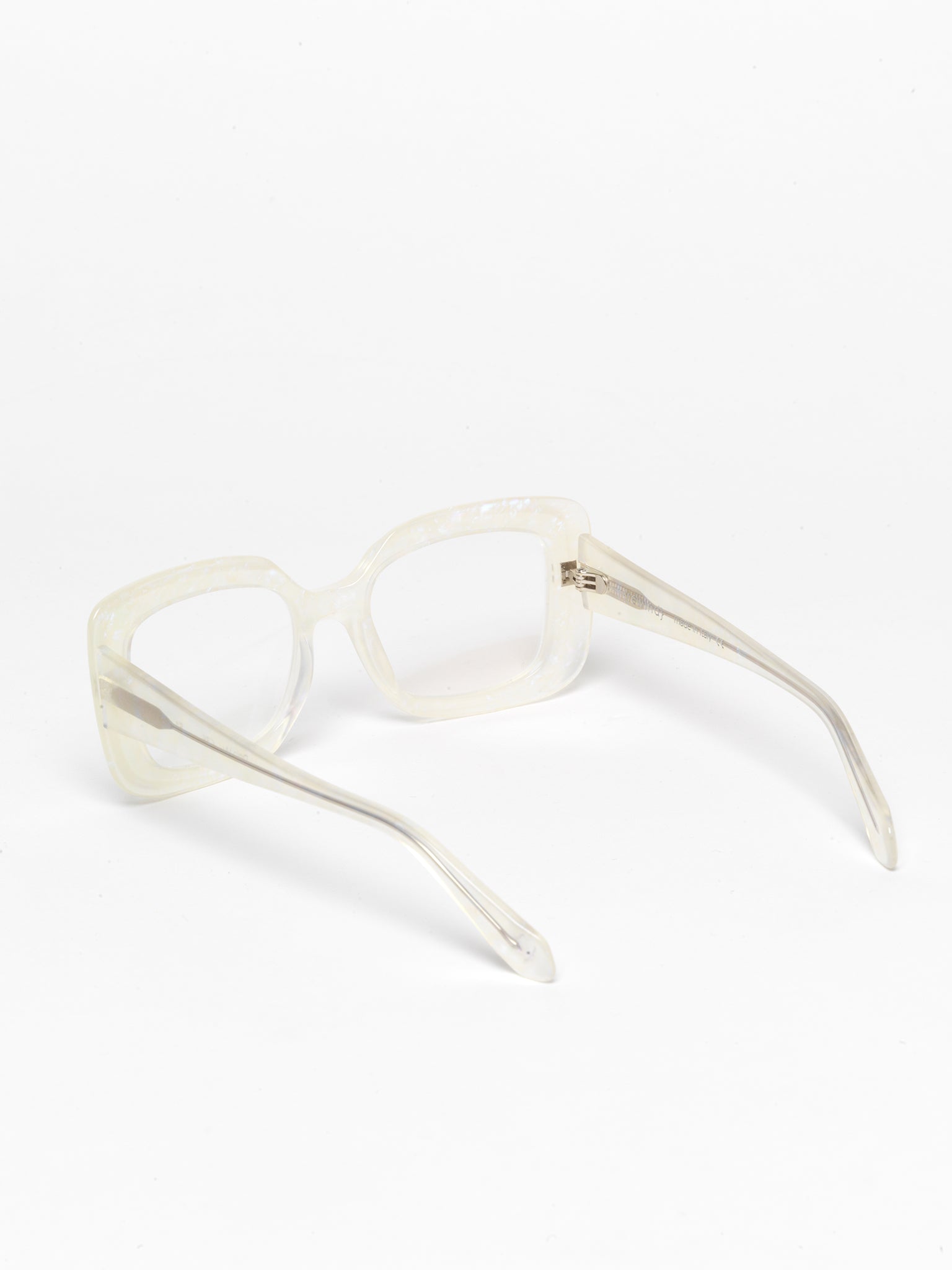 Deja-Vu unisex eyeglasses by Rewind Eyewear, opalescent pearl white acetate frame