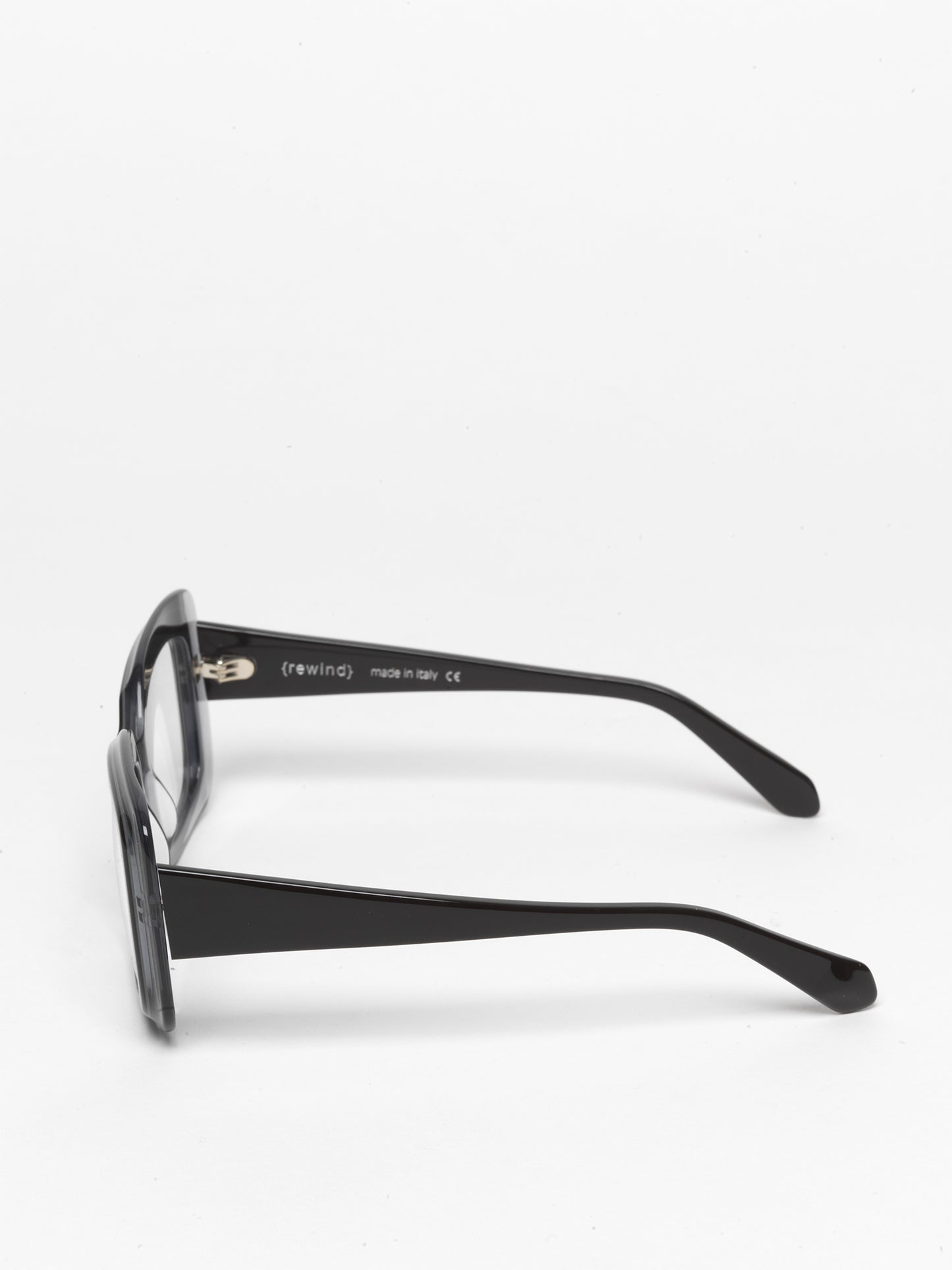 Deja-Vu unisex eyeglasses by Rewind Eyewear,  transparent with black top acetate frame