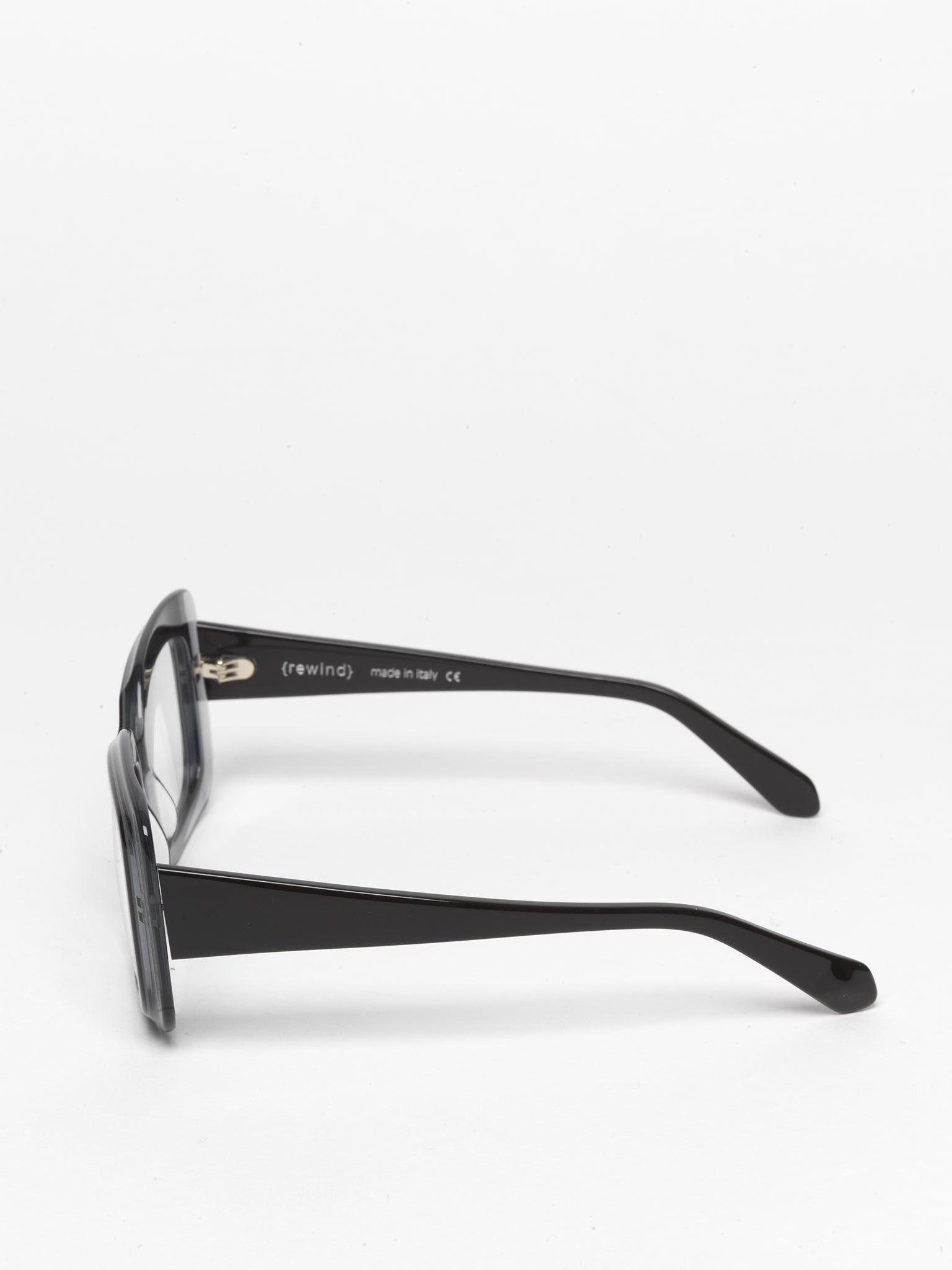 Deja-Vu unisex eyeglasses by Rewind Eyewear,  transparent with black top acetate frame