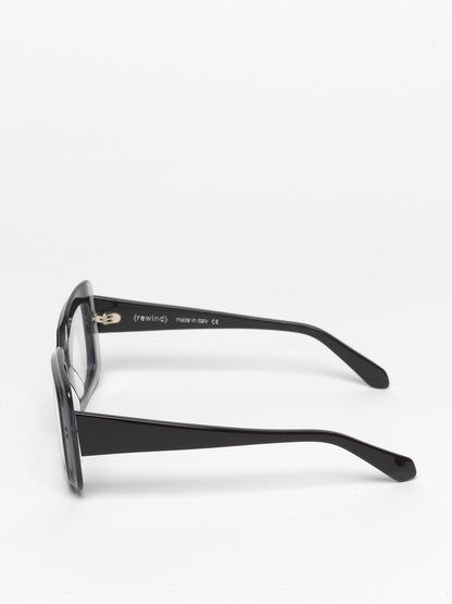 Deja-Vu unisex eyeglasses by Rewind Eyewear,  transparent with black top acetate frame