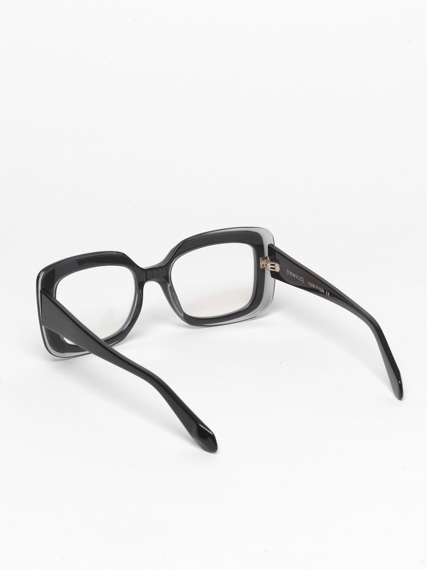 Deja-Vu unisex eyeglasses by Rewind Eyewear,  transparent with black top acetate frame