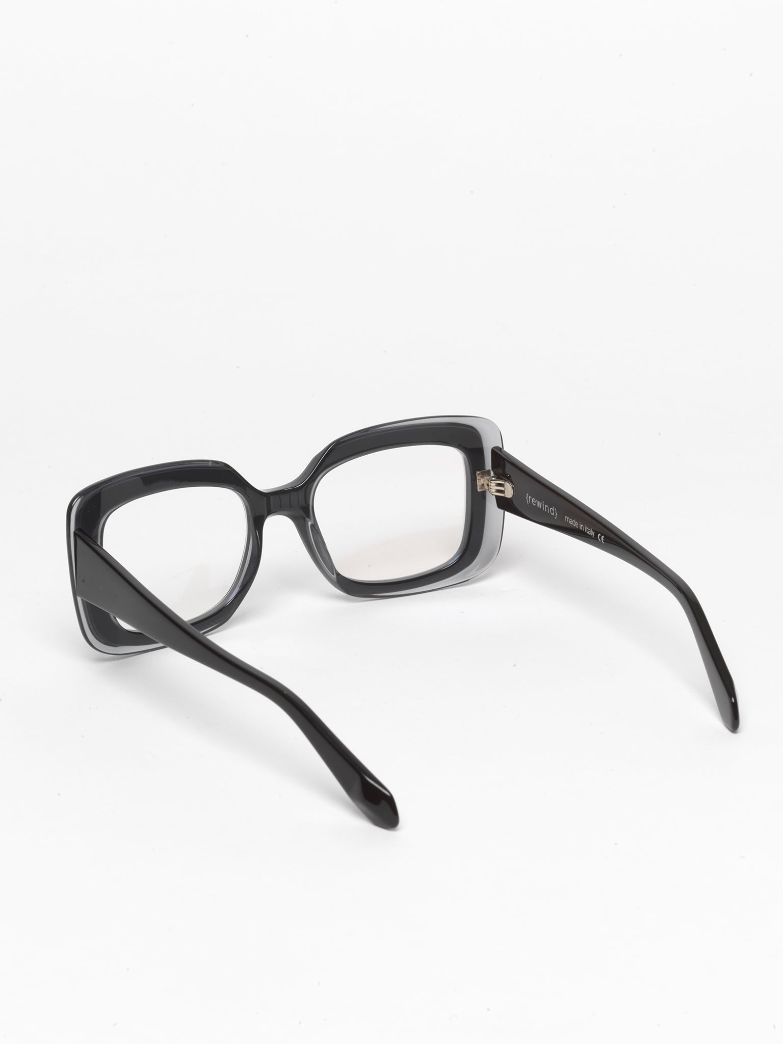 Deja-Vu unisex eyeglasses by Rewind Eyewear,  transparent with black top acetate frame
