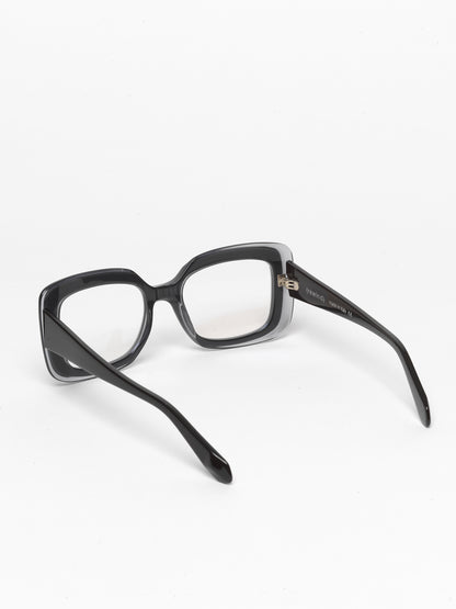 Deja-Vu unisex eyeglasses by Rewind Eyewear,  transparent with black top acetate frame