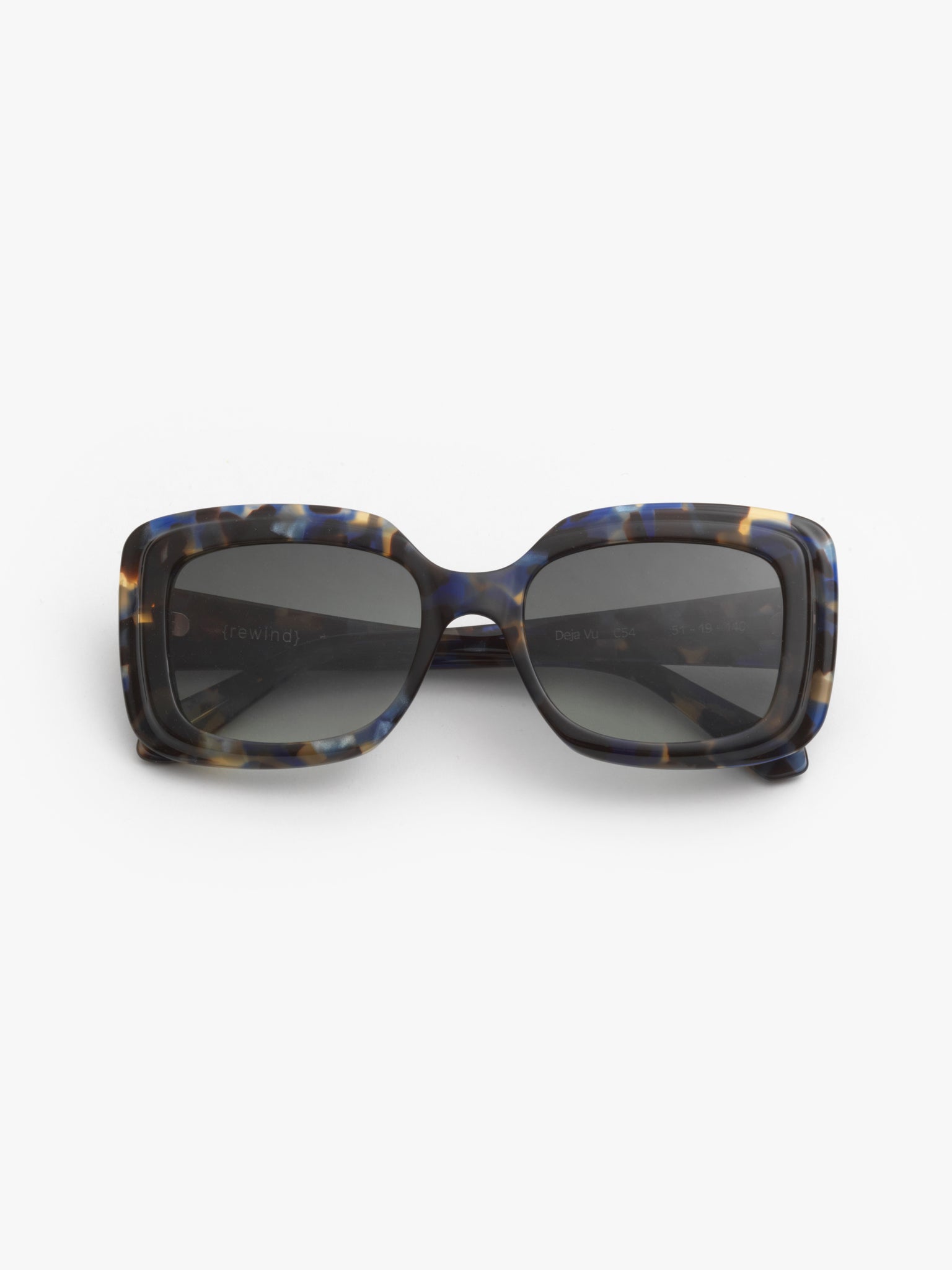 Deja-Vu unisex sunglasses by Rewind Eyewear,  dark black and blue tortoise acetate frame