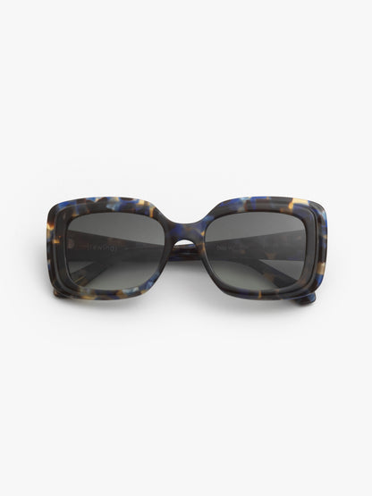 Deja-Vu unisex sunglasses by Rewind Eyewear,  dark black and blue tortoise acetate frame