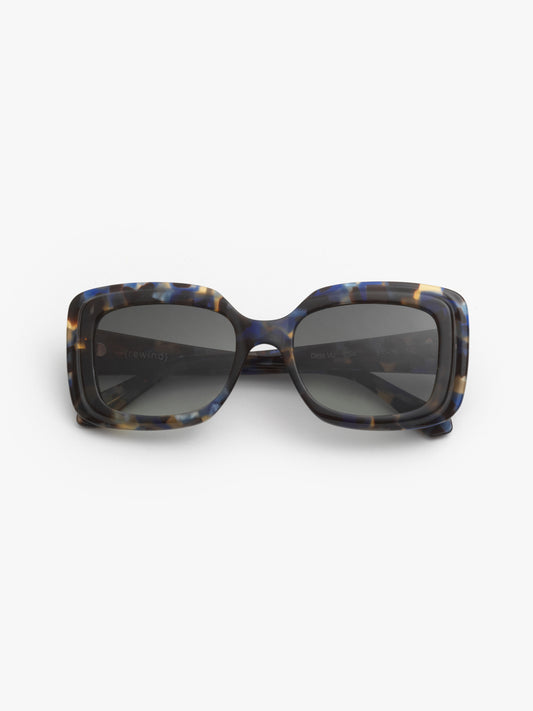 Deja-Vu unisex sunglasses by Rewind Eyewear,  dark black and blue tortoise acetate frame