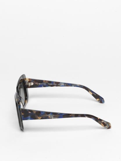 Deja-Vu unisex sunglasses by Rewind Eyewear,  dark black and blue tortoise acetate frame