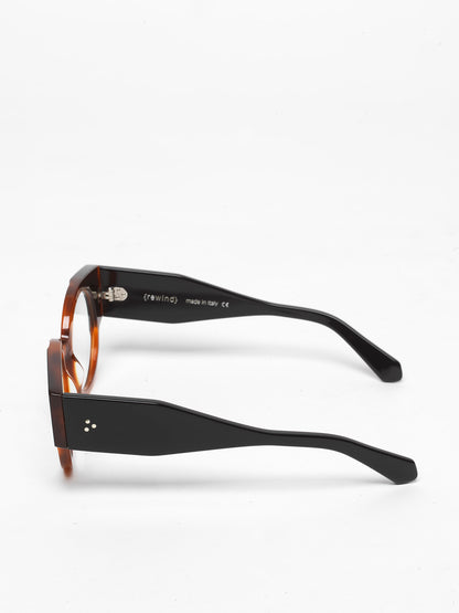 Double Life unisex eyeglasses by Rewind Eyewear, tortoise with black top acetate frame