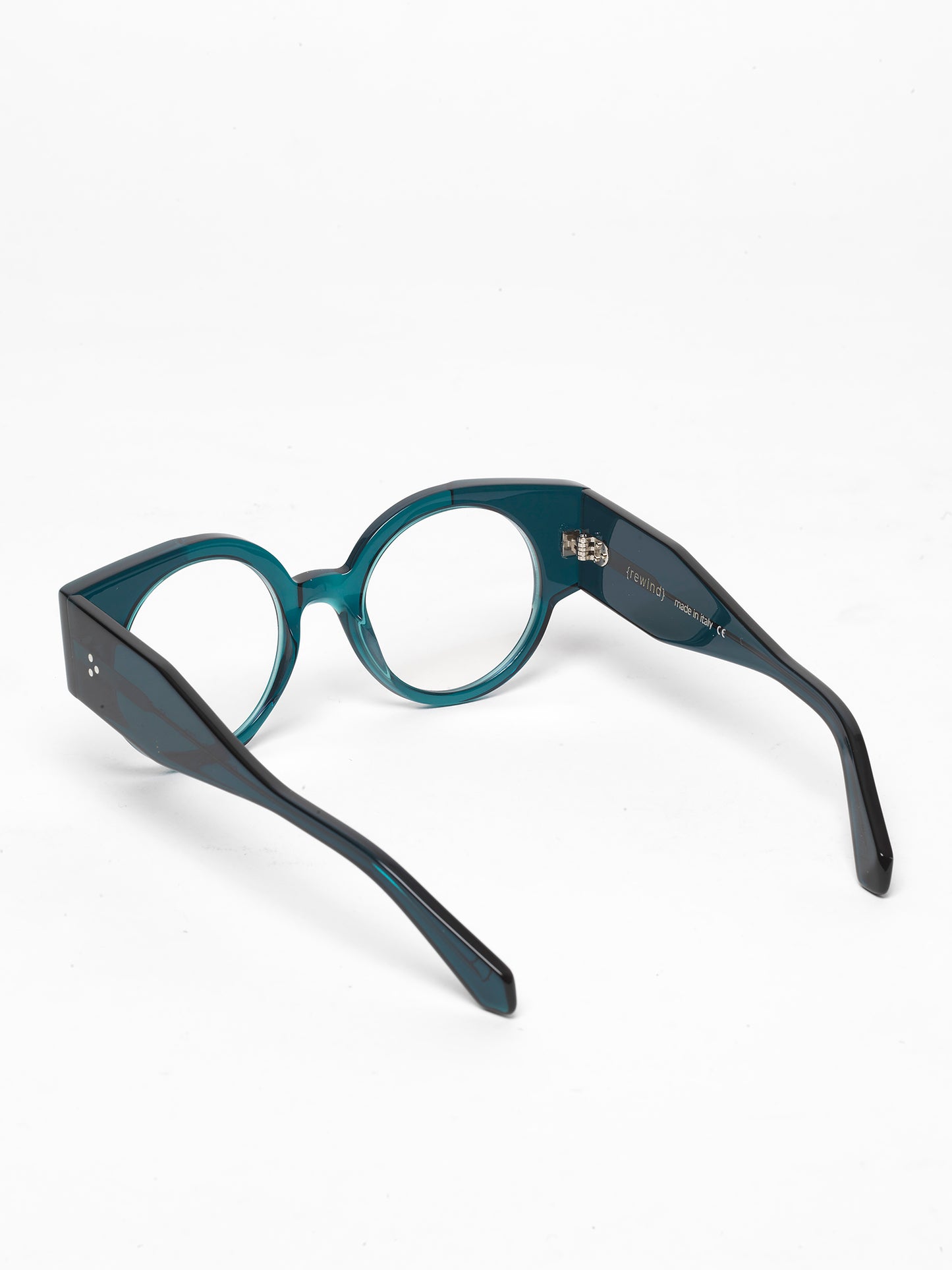 Double Life unisex eyeglasses by Rewind Eyewear, petrol green transparent acetate frame