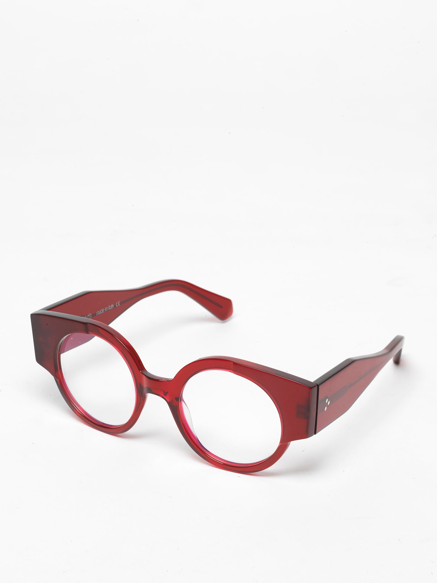 Double Life unisex eyeglasses by Rewind Eyewear, red transparent acetate frame