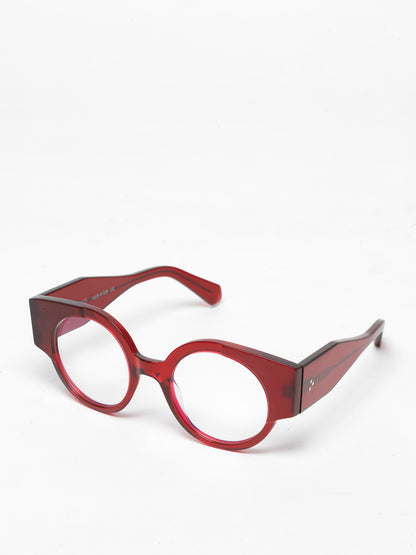 Double Life unisex eyeglasses by Rewind Eyewear, red transparent acetate frame