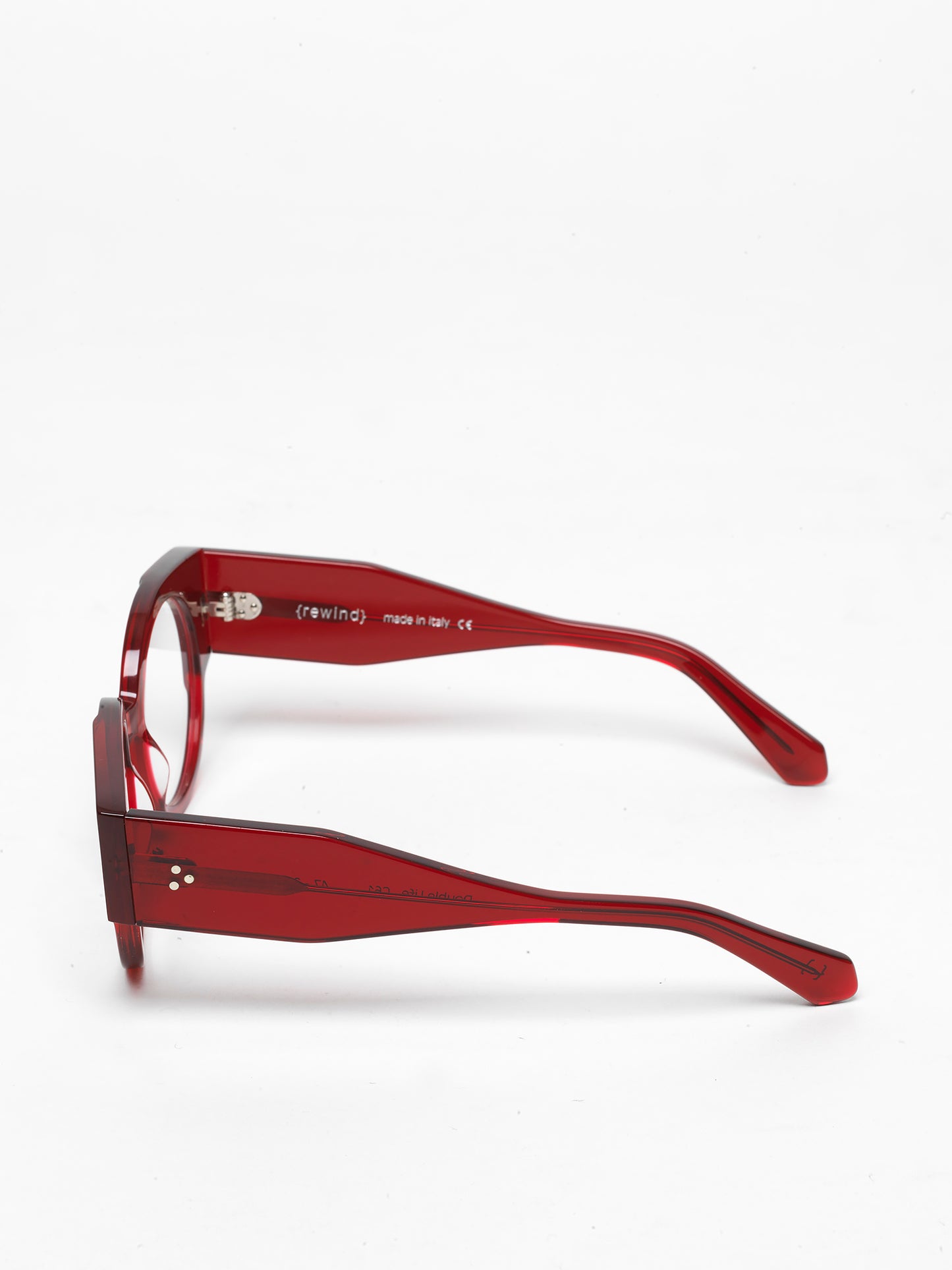 Double Life unisex eyeglasses by Rewind Eyewear, red transparent acetate frame