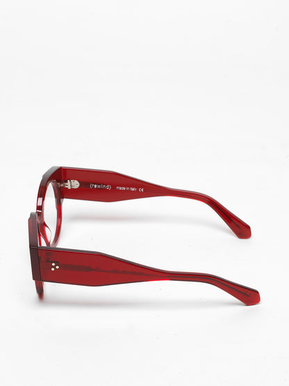 Double Life unisex eyeglasses by Rewind Eyewear, red transparent acetate frame