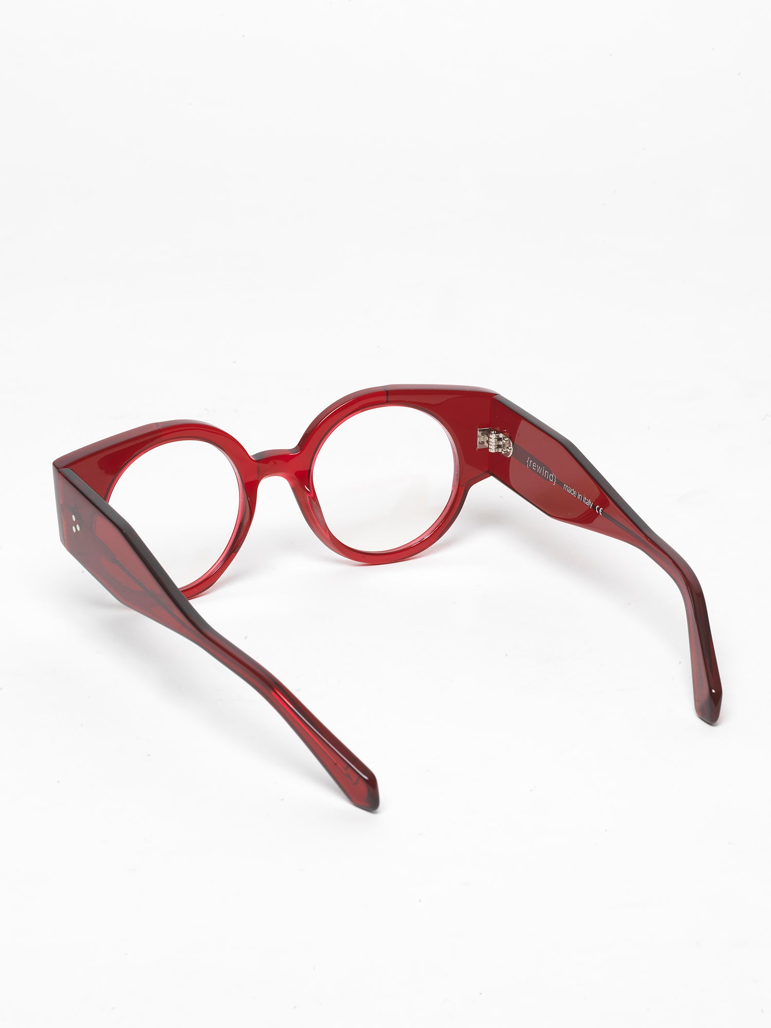 Double Life unisex eyeglasses by Rewind Eyewear, red transparent acetate frame