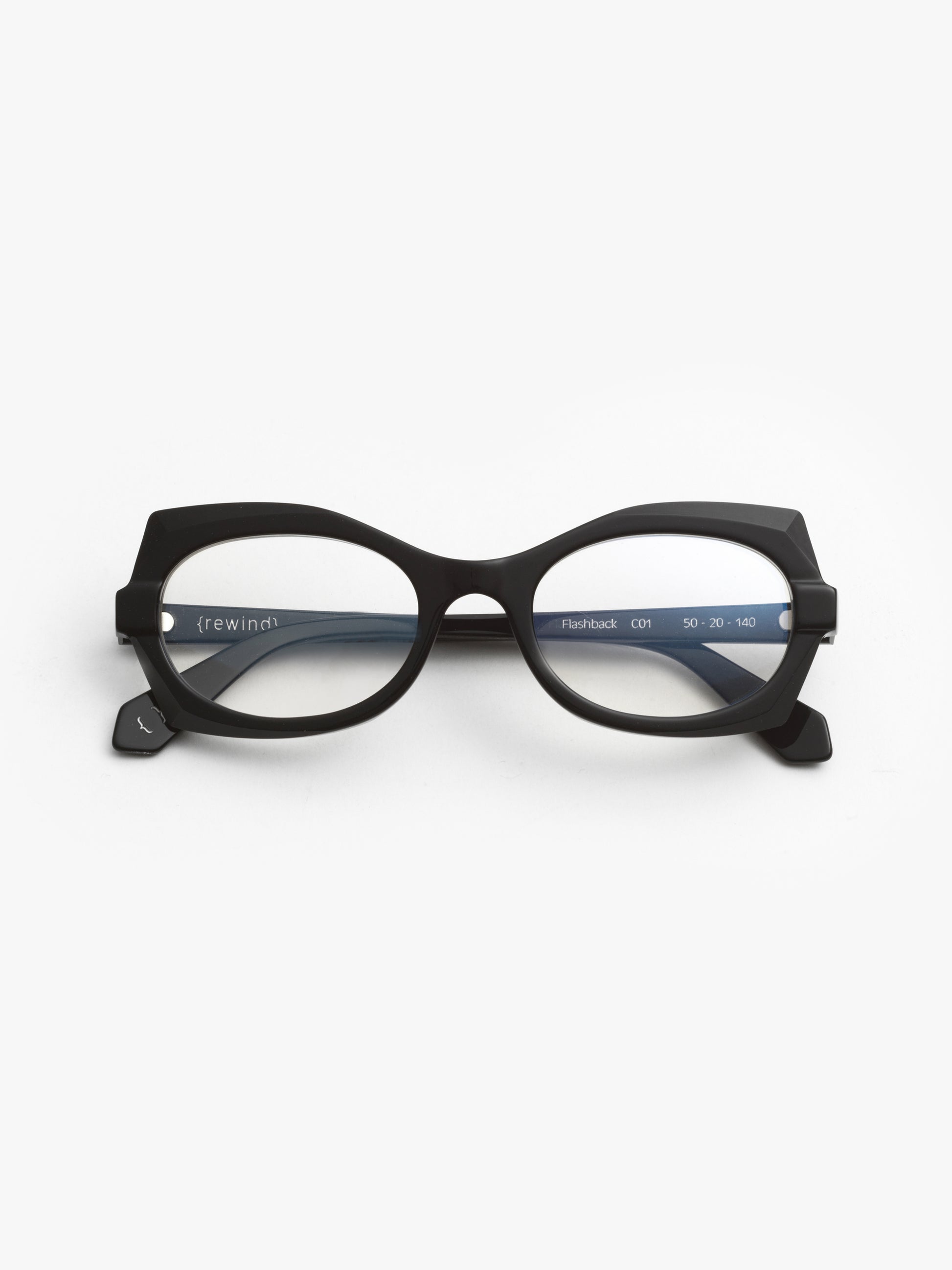 Flashback women's eyeglasses by Rewind Eyewear, black acetate frame