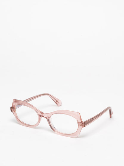 Flashback women's eyeglasses by Rewind Eyewear, opal light pink acetate frame