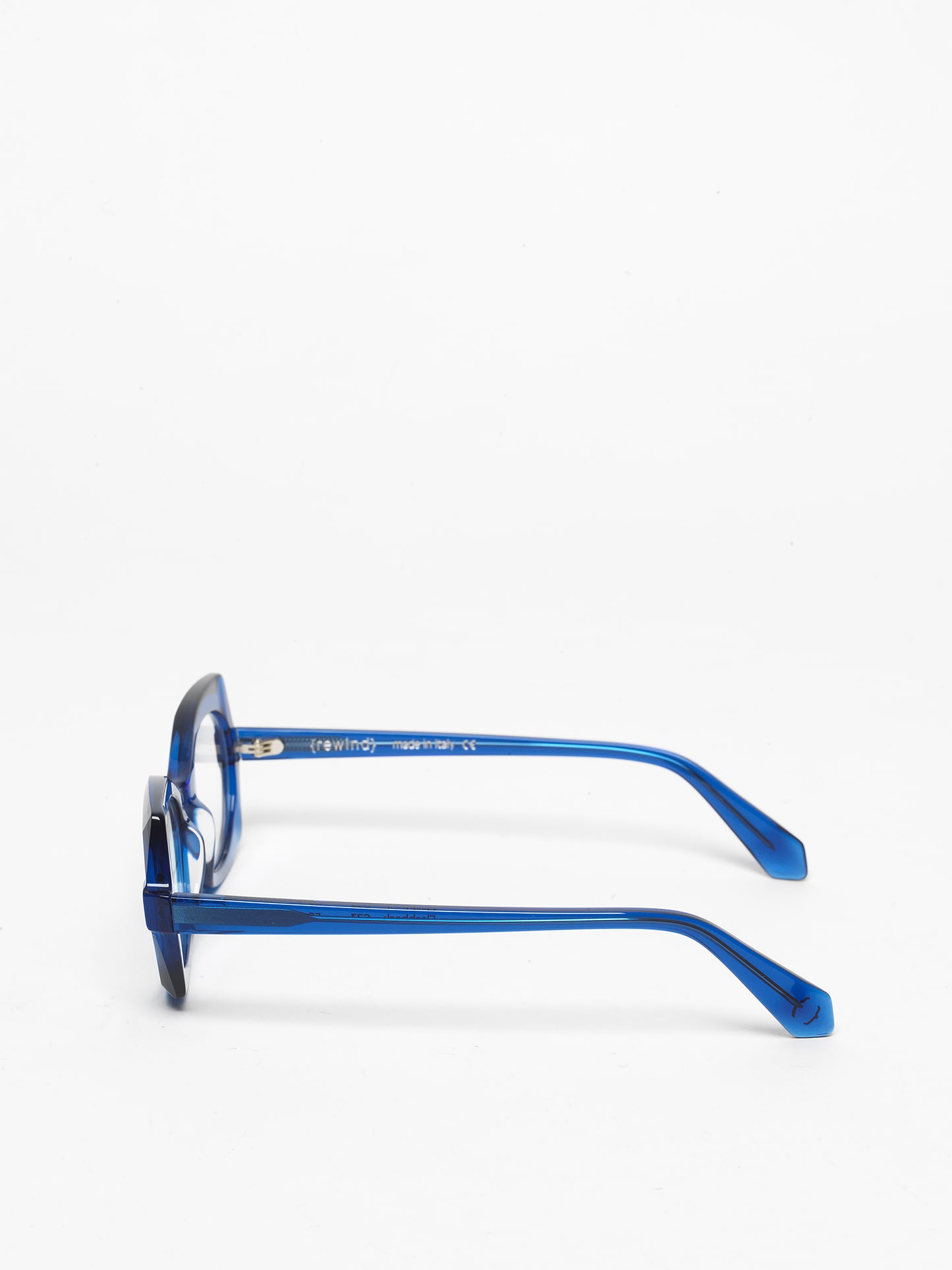 Flashback women's eyeglasses by Rewind Eyewear, blue transparent acetate frame
