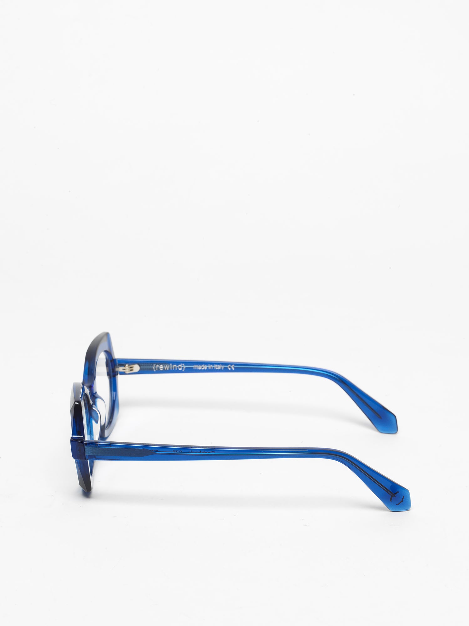 Flashback women's eyeglasses by Rewind Eyewear, blue transparent acetate frame