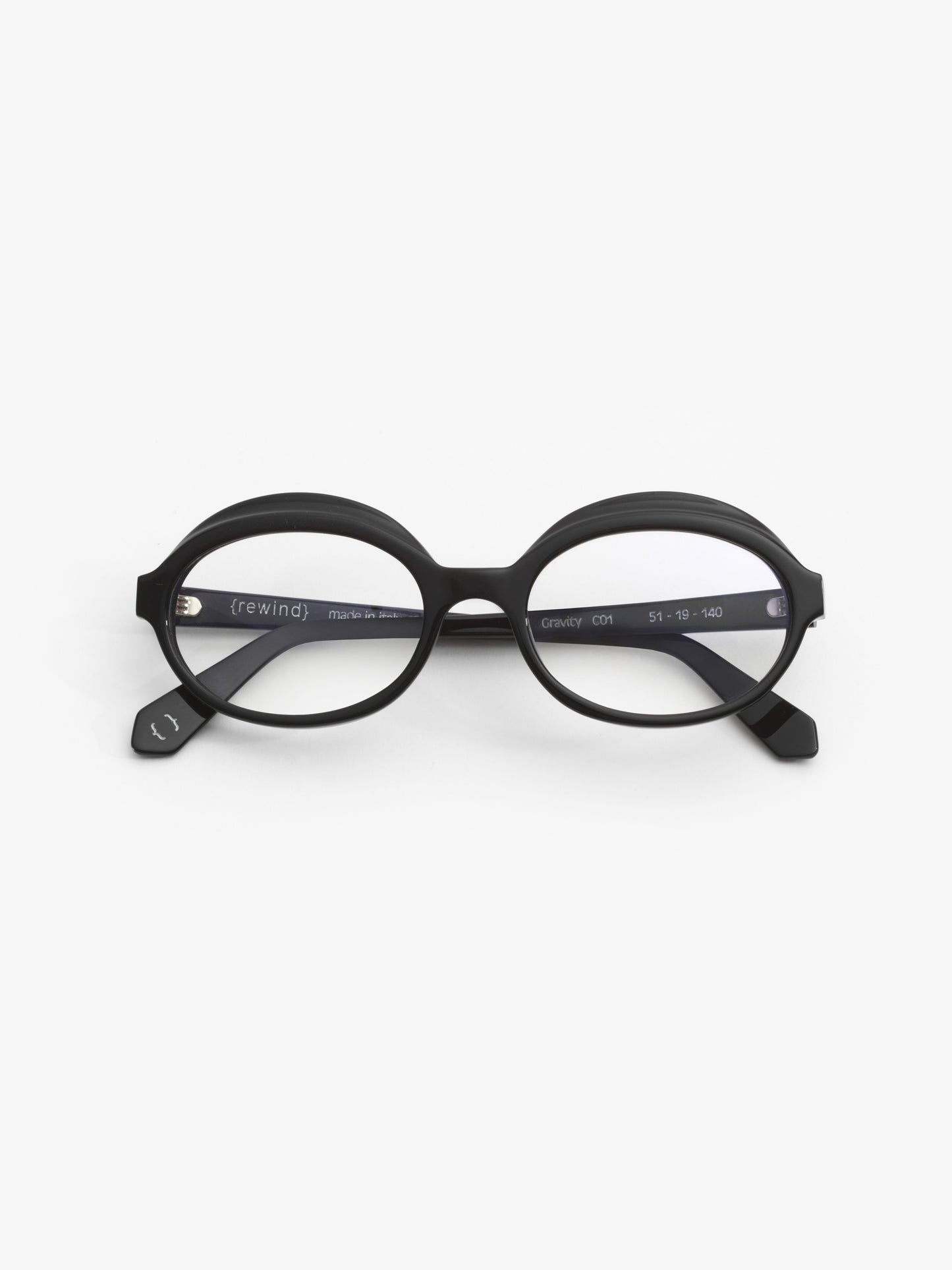 Gravity women's eyeglasses by Rewind Eyewear, black acetate frame
