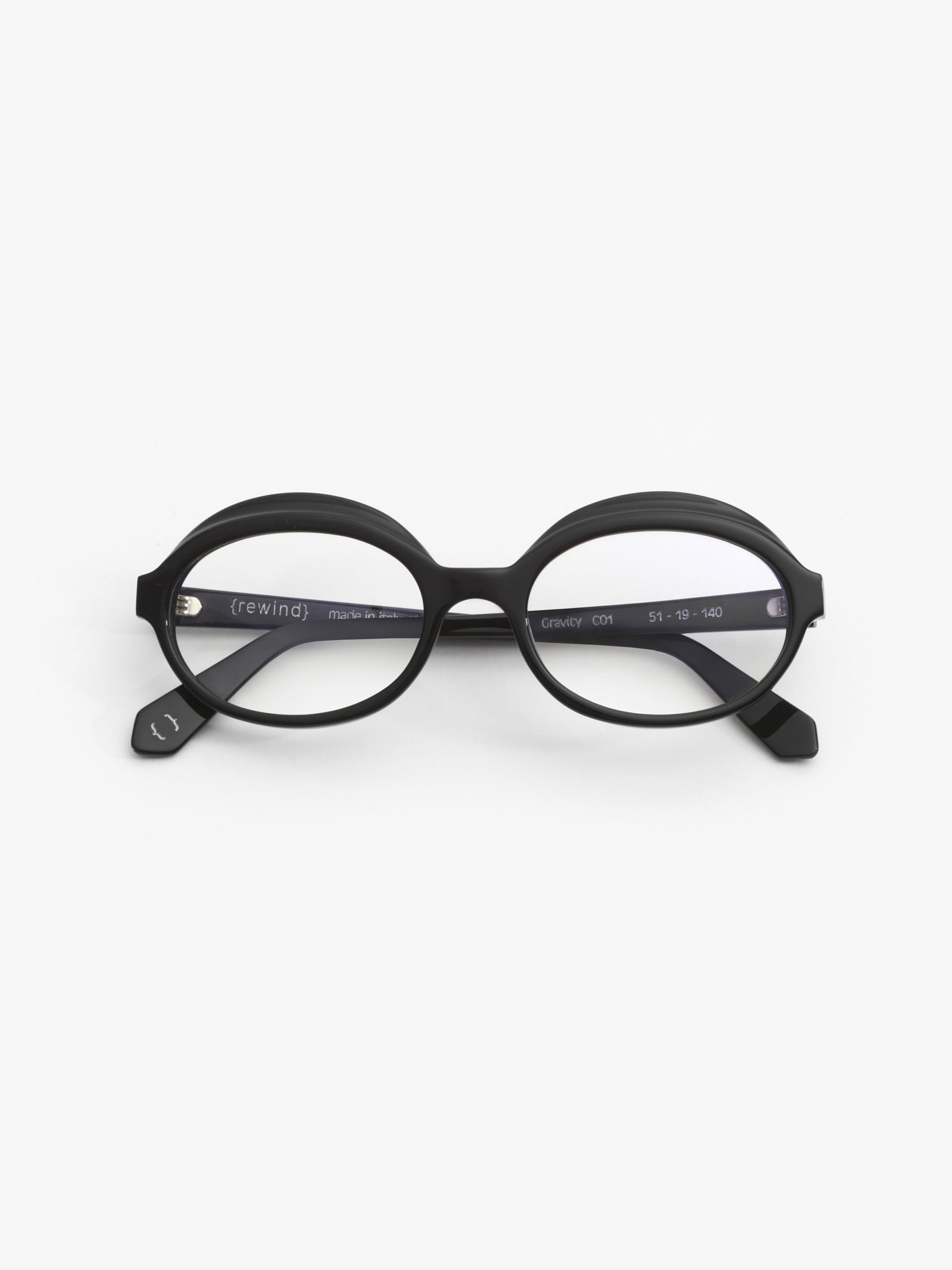 Gravity women's eyeglasses by Rewind Eyewear, black acetate frame
