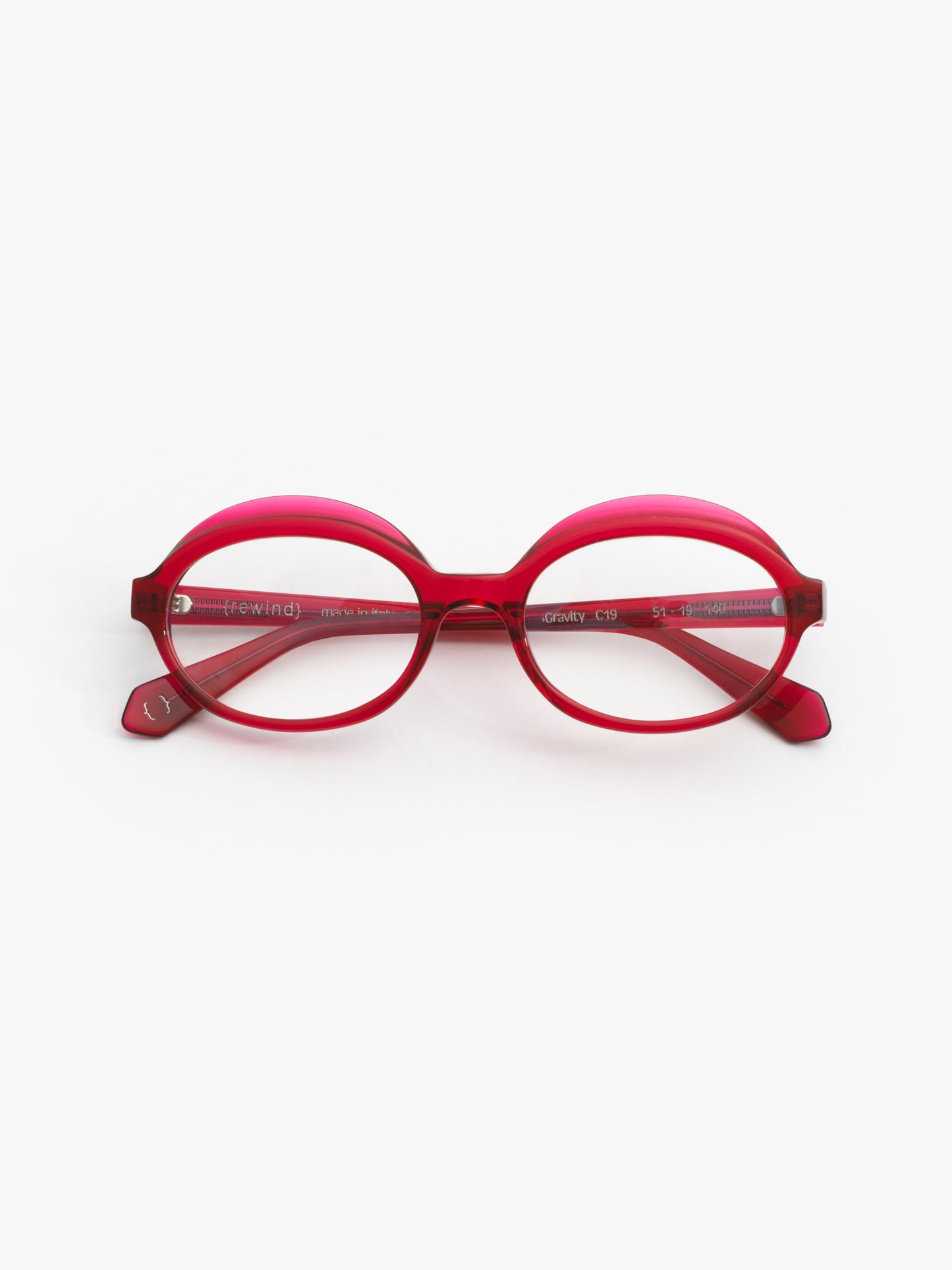 Gravity women's eyeglasses by Rewind Eyewear, cherry red transparent acetate frame
