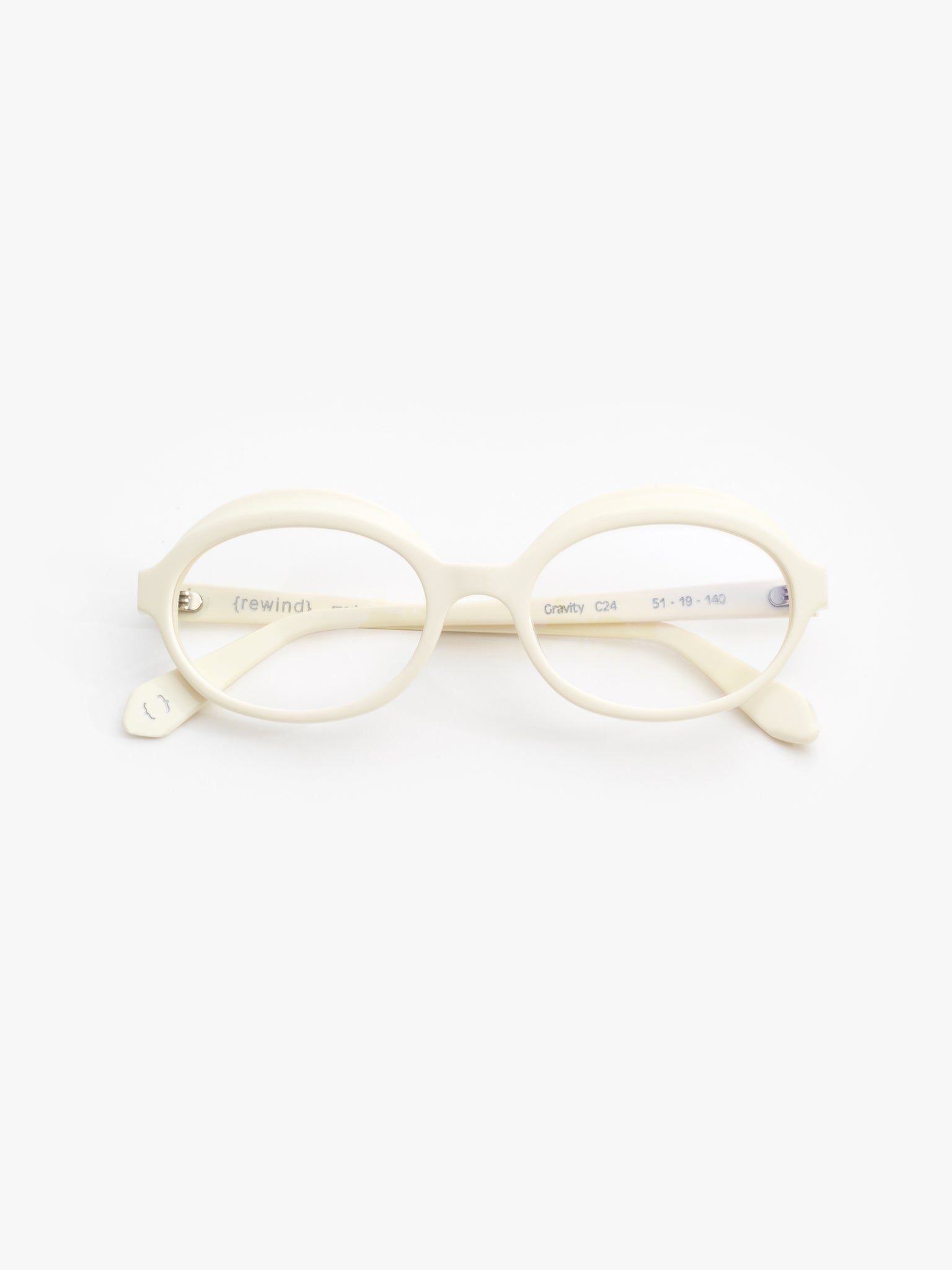 Gravity women's eyeglasses by Rewind Eyewear, butter white pastel acetate frame