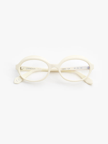 Gravity women's eyeglasses by Rewind Eyewear, butter white pastel acetate frame