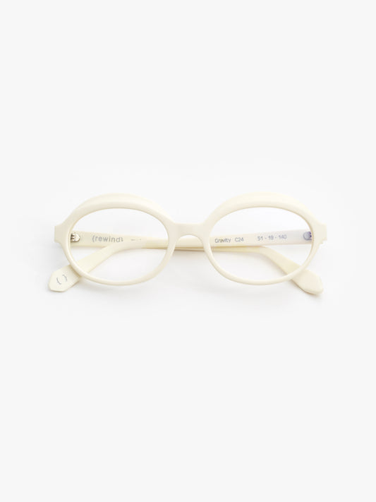 Gravity women's eyeglasses by Rewind Eyewear, butter white pastel acetate frame