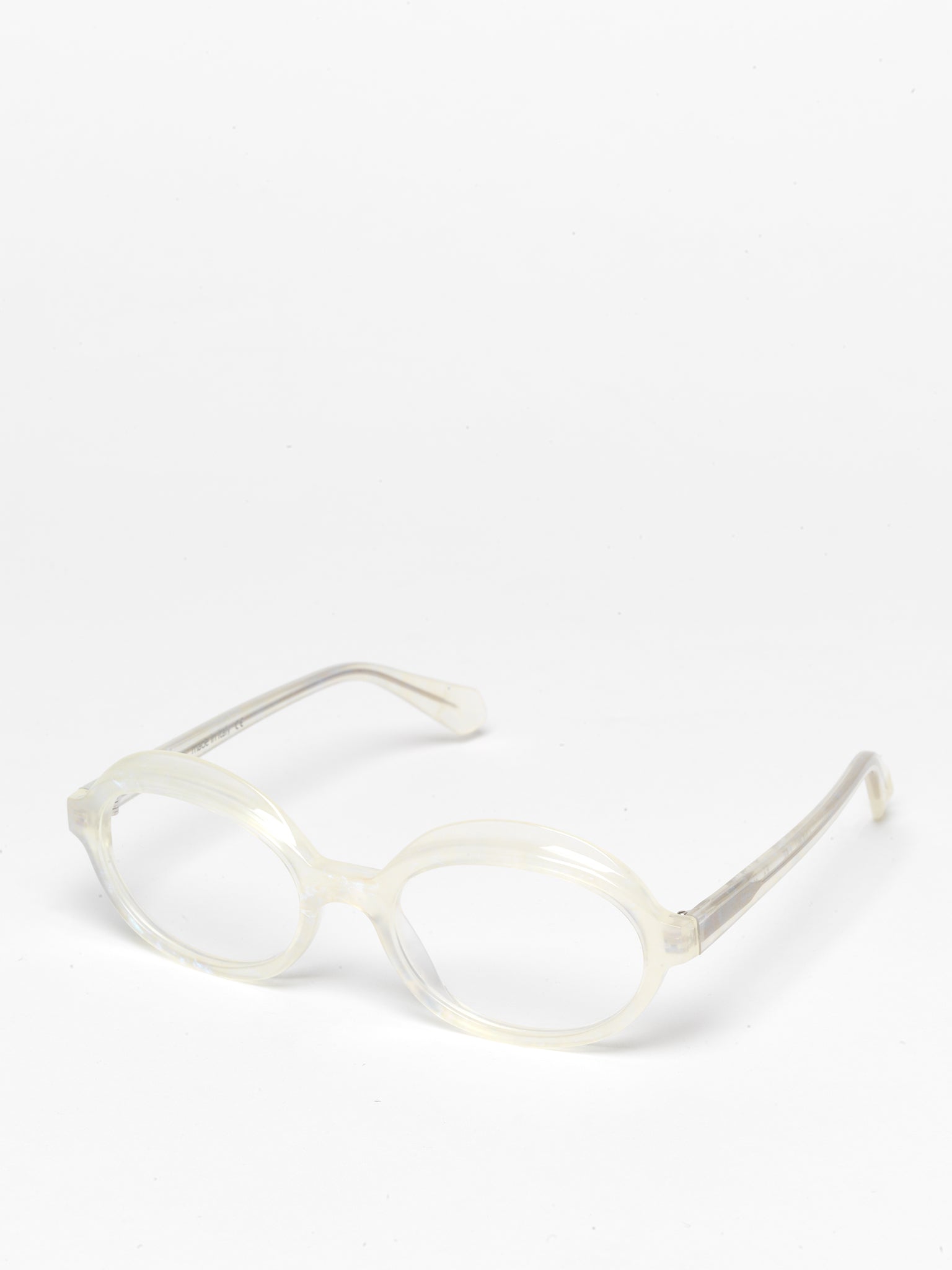 Gravity women's eyeglasses by Rewind Eyewear, opalescent pearl white acetate frame
