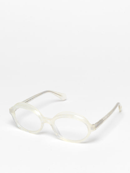 Gravity women's eyeglasses by Rewind Eyewear, opalescent pearl white acetate frame