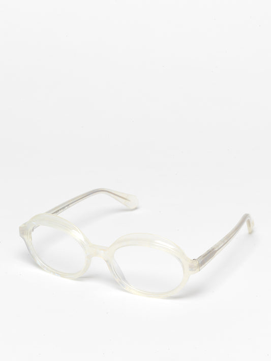 Gravity women's eyeglasses by Rewind Eyewear, opalescent pearl white acetate frame