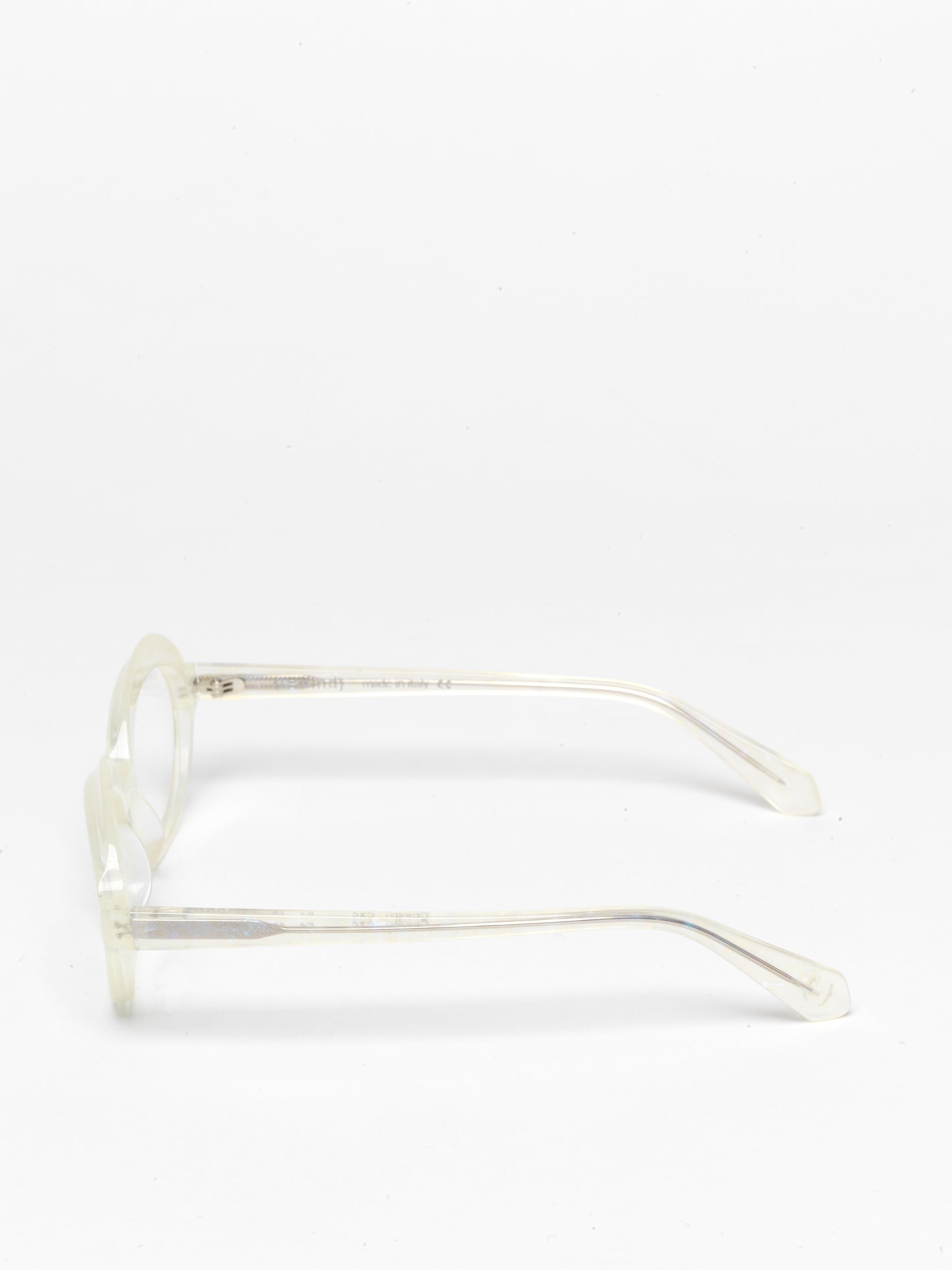 Gravity women's eyeglasses by Rewind Eyewear, opalescent pearl white acetate frame