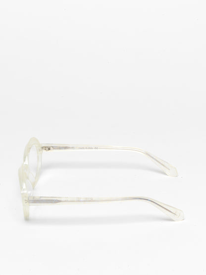 Gravity women's eyeglasses by Rewind Eyewear, opalescent pearl white acetate frame