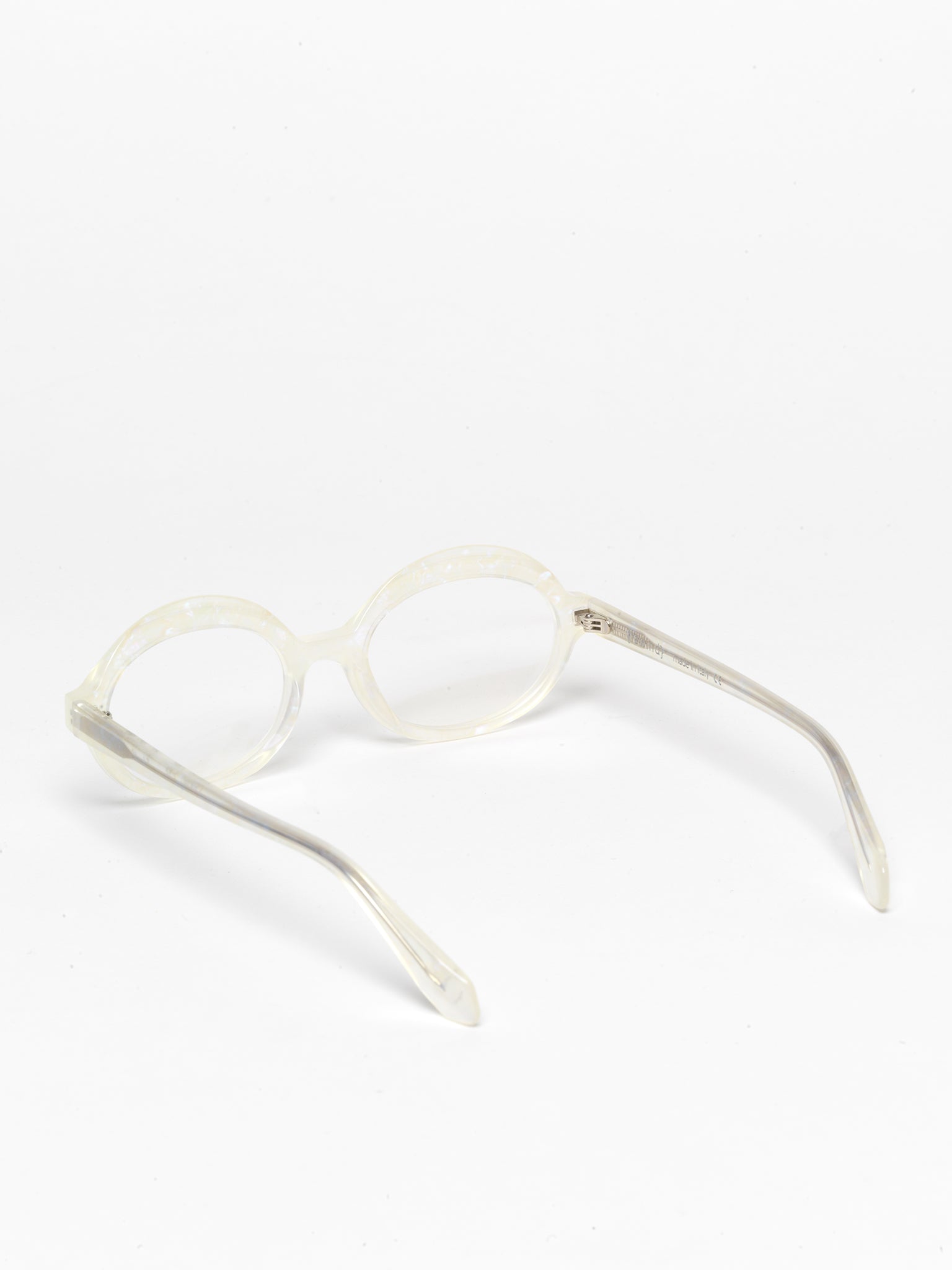 Gravity women's eyeglasses by Rewind Eyewear, opalescent pearl white acetate frame