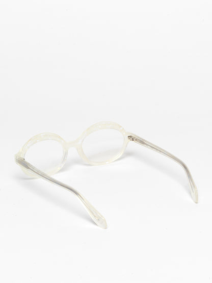 Gravity women's eyeglasses by Rewind Eyewear, opalescent pearl white acetate frame