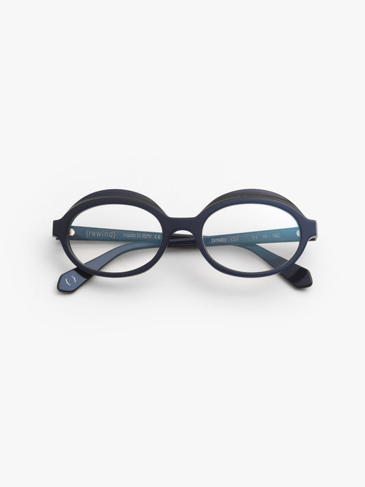 Gravity women's eyeglasses by Rewind Eyewear, pearl blue acetate frame
