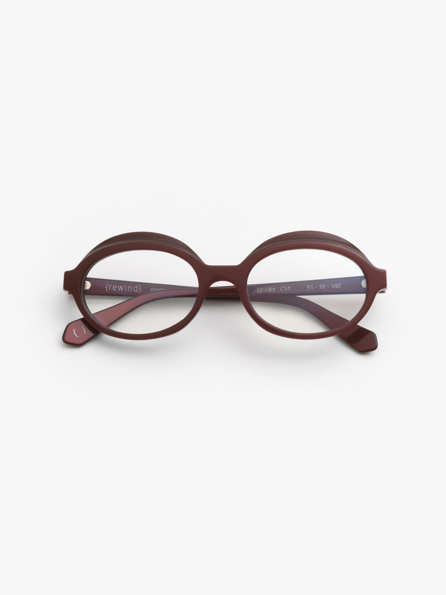 Gravity women's eyeglasses by Rewind Eyewear, pearl marsala red acetate frame
