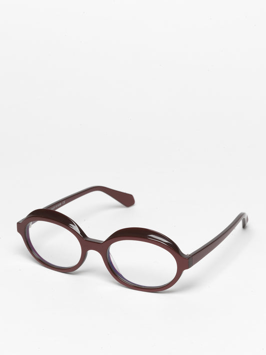 Gravity women's eyeglasses by Rewind Eyewear, pearl marsala red acetate frame
